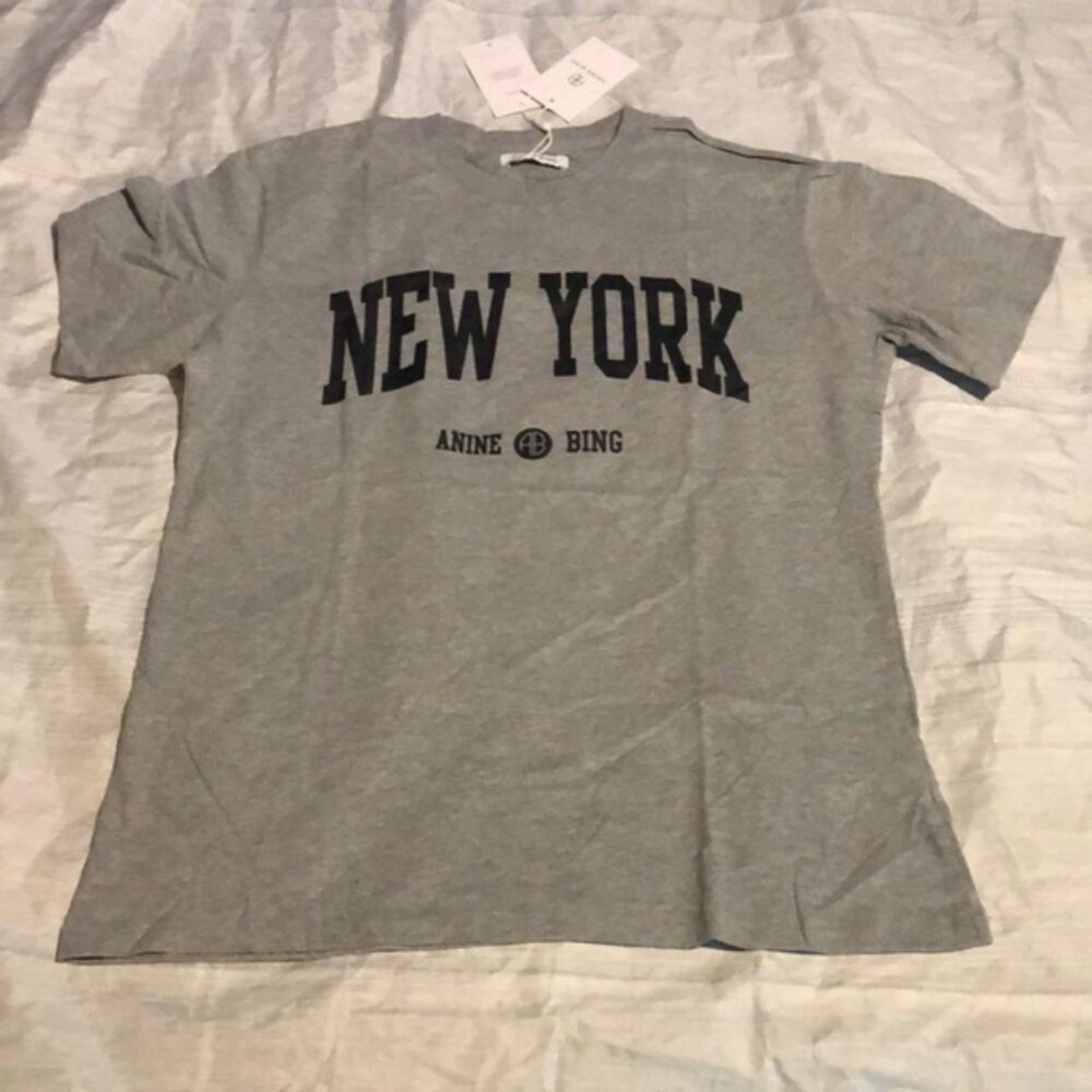 Anine Bing New York Grey Short Sleeve T-Shirt Aninebing NY
